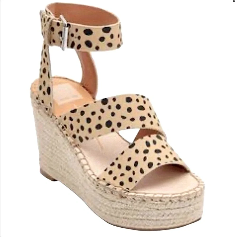 Dolce Vita Shayla Suede leopard Espadrilles Wedge Sandals Women’s size 6M boho